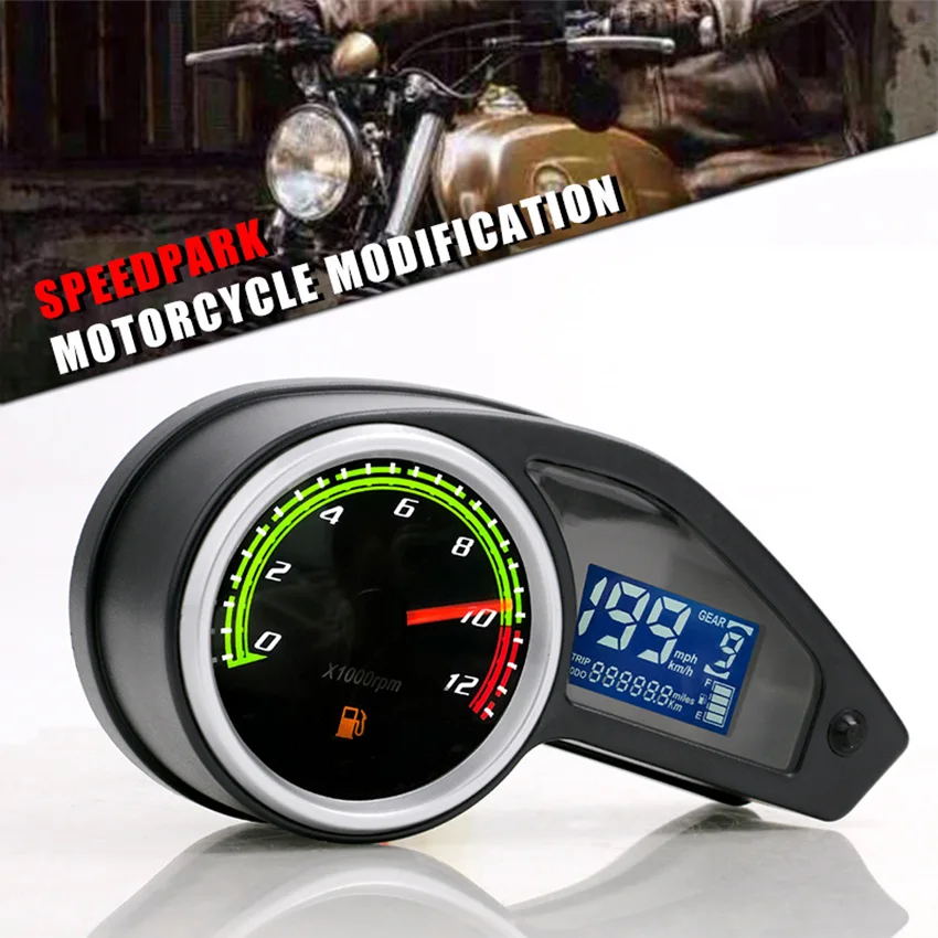 

Motorcycle Speedometer LCD Display Digital Scale Odometer Sensor Gauges Motorcycle General Accessories