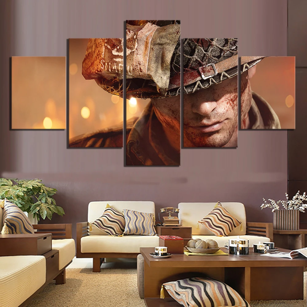 

Canvas Modern Picture Home Decor 5 Panel Battlefield V Video Games Soldier Painting Wall Art Prints Poster Modular Bedroom Frame