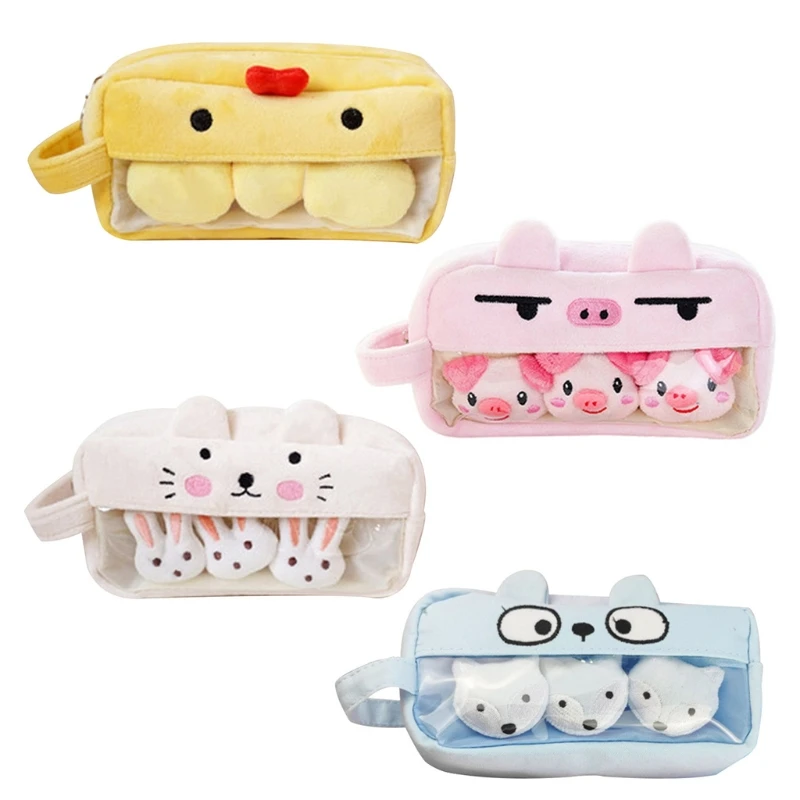 

2021 New Cute Plush Animal Pencil Case Pen Bag Makeup Pouch Coin Purse Storage Animal Bag
