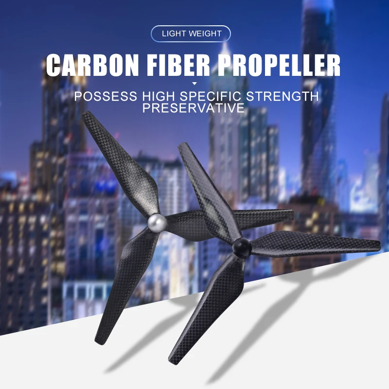 

1 Pair Three Bladed 9.4 Inch Pitch 50 Carbon Fiber Propellers For Large Aerial Photography Unmanned Aircraft 9450