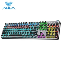 aula original gaming mechanical keyboard 87 104 key wired keyboard blueblack switch backlit keyboard russianspanishhebrew