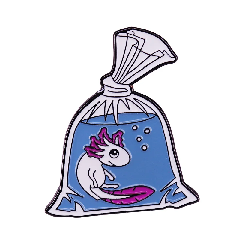 Kawaii Axolotl эмалированная булавка Шестигранная брошь с рыбой амфибия axolotl значок