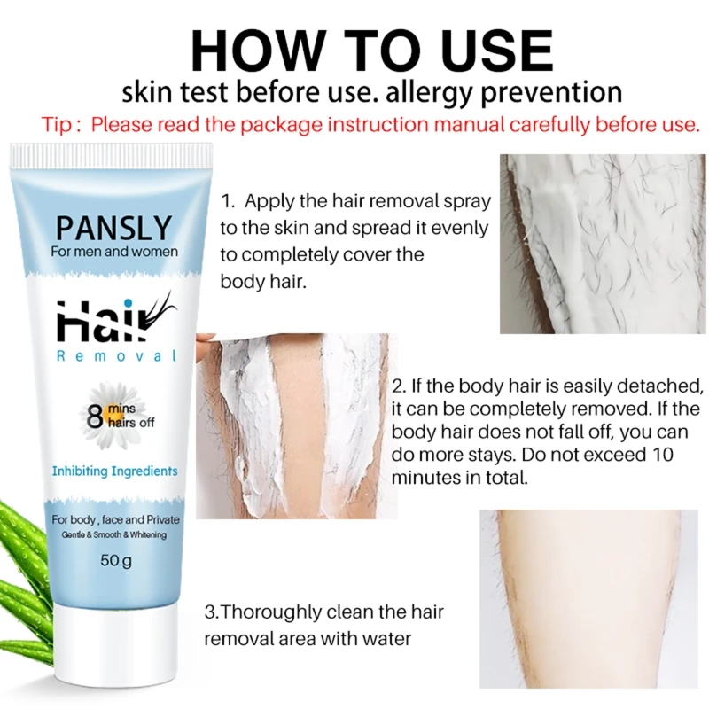 

Hair Removal Cream Underarm Hand Leg Body Painless Facial Hairs Remover Lightening Smooth Care 50g
