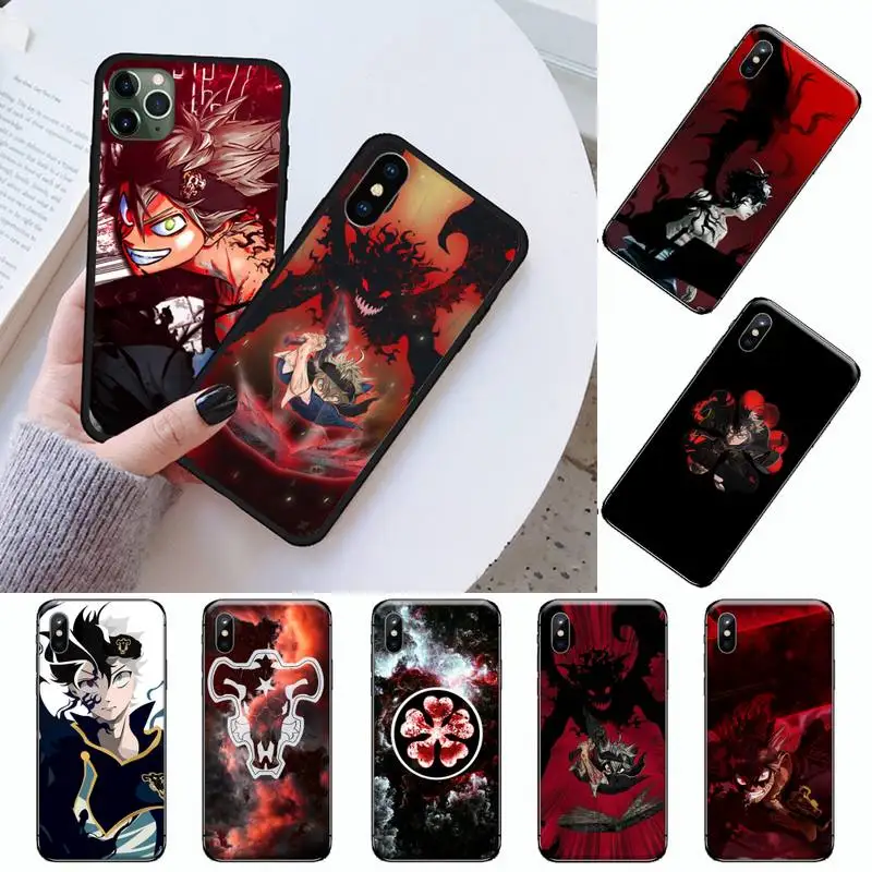 

Dark Black Clover Anime Phone Case For iphone 12 11 13 7 8 6 s plus x xs xr pro max mini