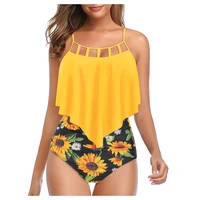 2020 sexy women bikinis set ruffle floral printed swimsuit push up high waist retro biquini plus size mujer swimwear