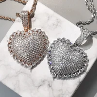 bling iced out heart pendant 3 colors aaa zircon necklace for men women gifts fashion hip hop jewelry