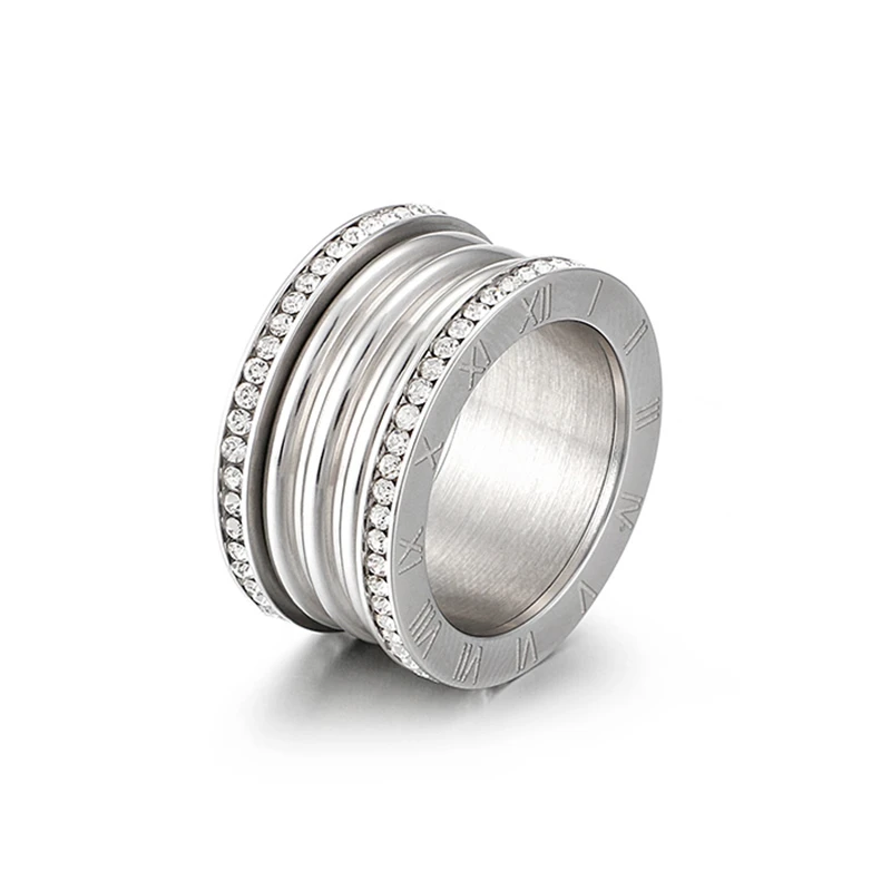 Dicotico Stainless Steel Cubic Zirconia Wedding Rings for Women, Roman Numerals, Multiple Colors, Anillos Mujer Jewelry, Bague Femme image 5