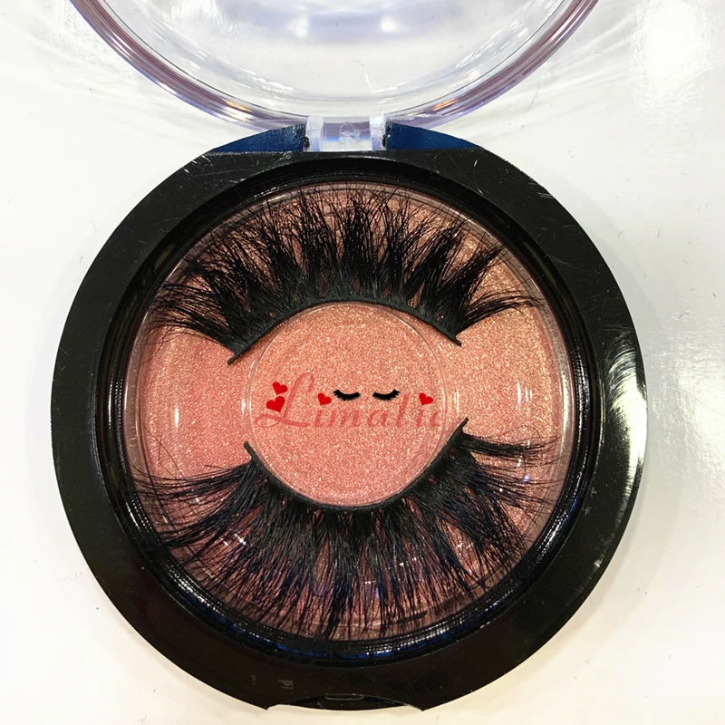 

Custom box 27mm 5D Mink Eyelashes with Case Lashes Handmade Reusable Dramatic Thick Eyelashes Popular False Lashes Makeup