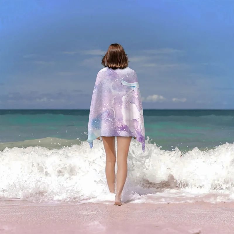 Пляжное полотенце с цифровым принтом для взрослых быстросохнущее из микрофибры