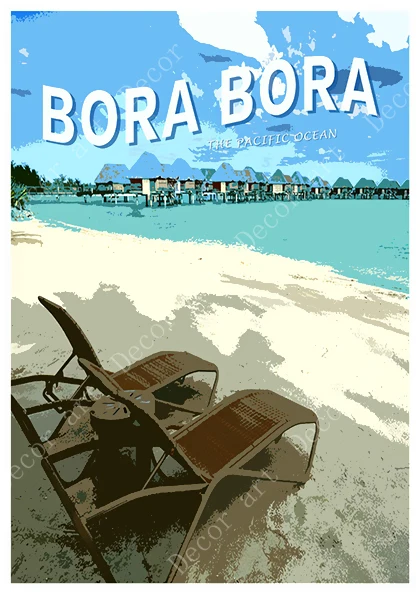Полинезия Таити Бора праздник пляж путешествия холст картина винтажный