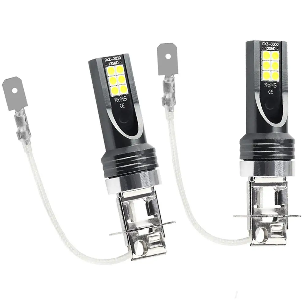 

2pcs H3 LED Headlight Bulbs 60W Fog Light LED Headlight Conversion Kit Bulbs 6000K White Lamp Daytime Running Light