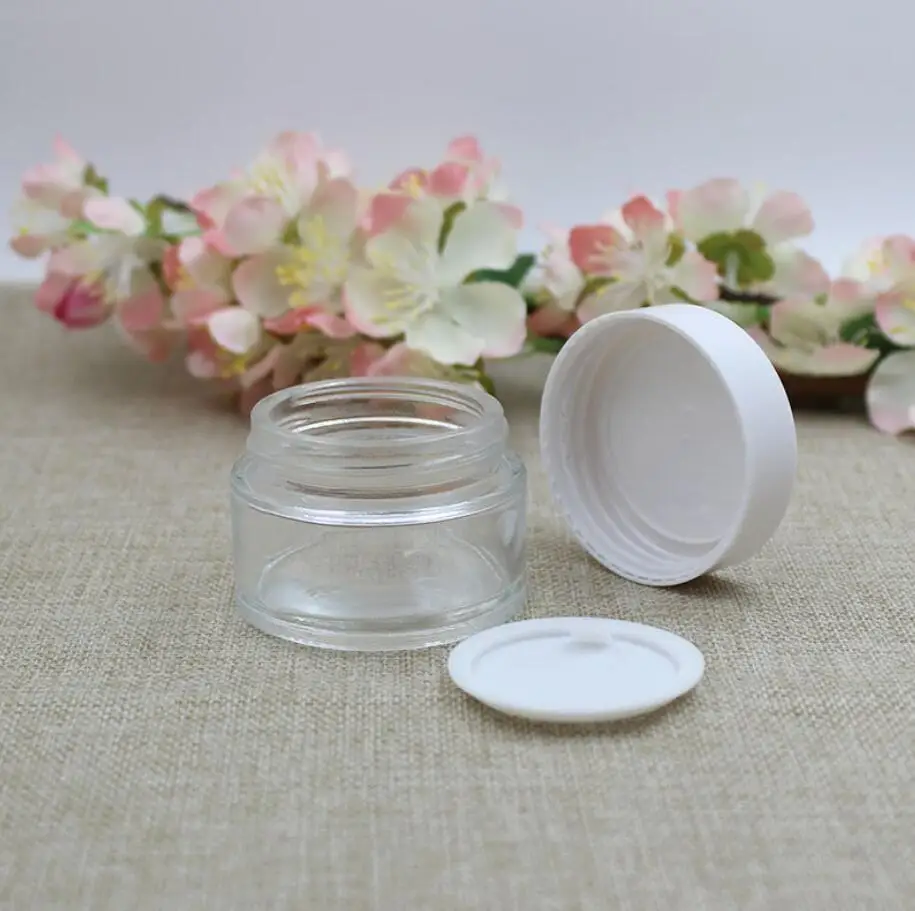 30G transparent glass bottle/ jar for cream/gel/essence/moisturizer/serum/mask cream art nail packing aluminum/plastic lid | Красота и