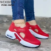 2021 women fashion vulcanized sneakers platform solid color flats ladies shoes casual breathable wedges ladies walking sneakers