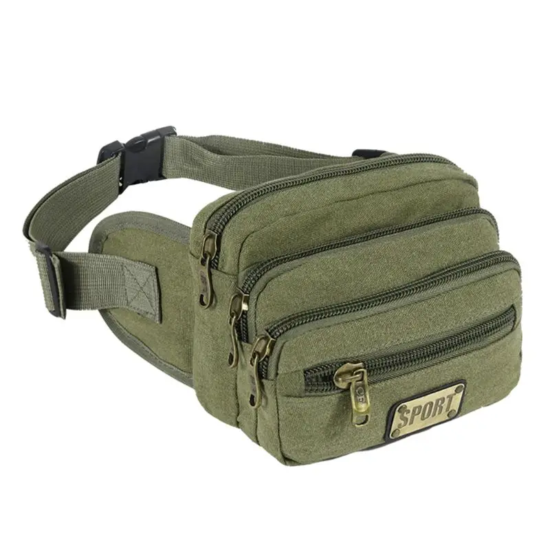 Винтажная холщовая поясная сумка с несколькими карманами на бедрах для спорта и