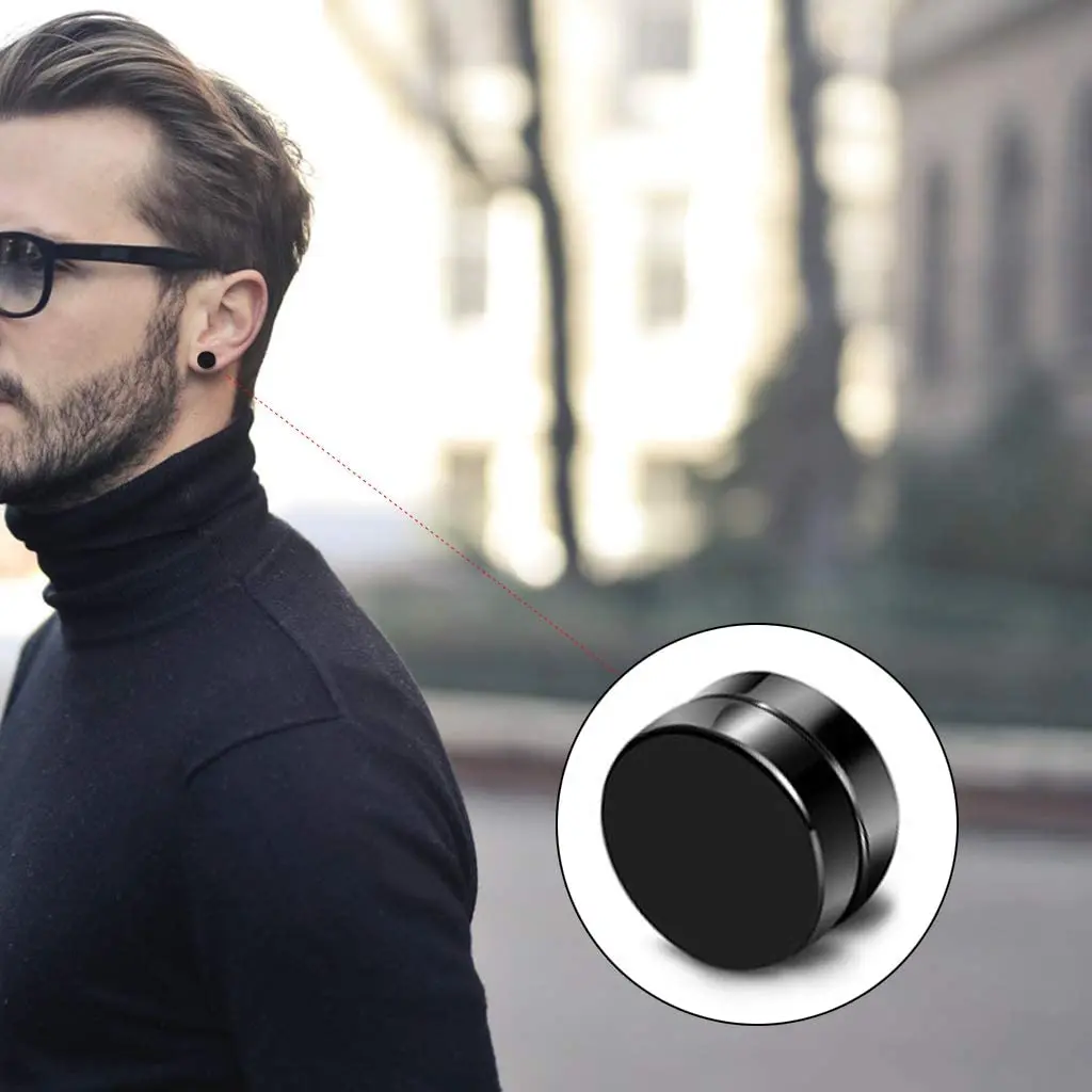 Магнитные черные круглые серьги-гвоздики Lvcky для мужчин и женщин клипсы без