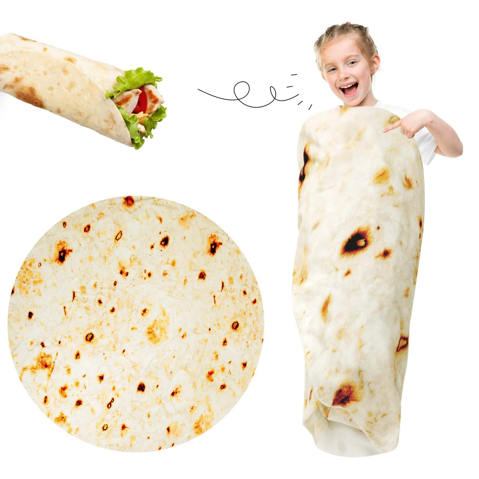 

Одеяло Burrito, забавные подарки для взрослых и детей, мягкое и удобное фланелевое одеяло Taco для кровати, дивана или путешествия
