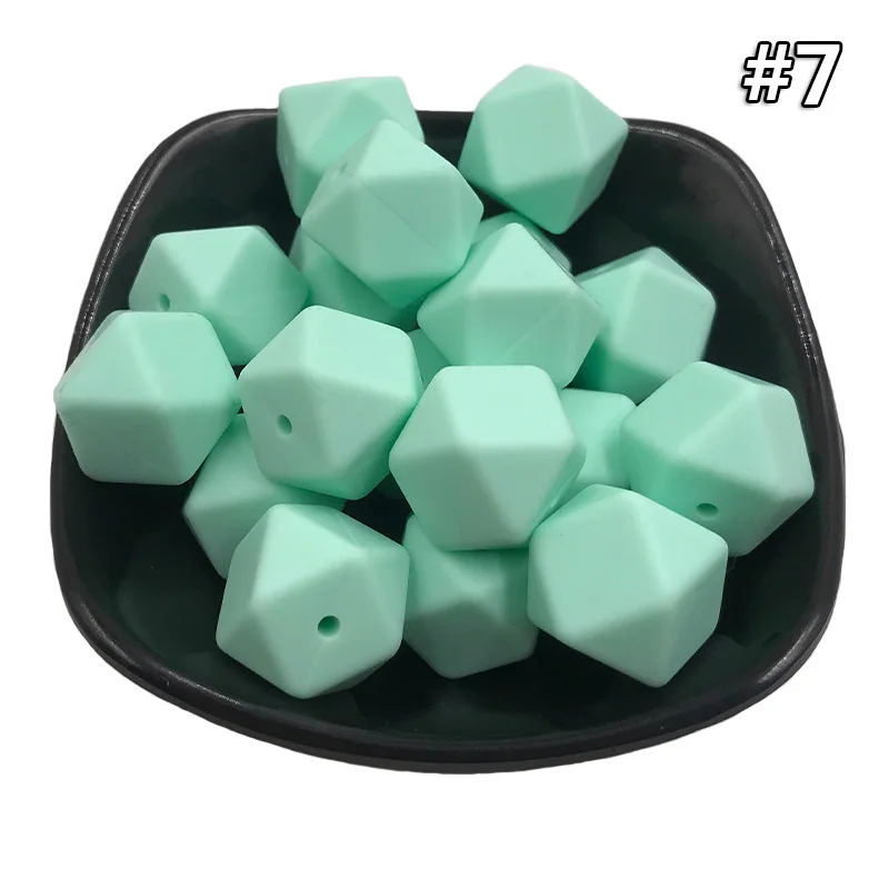 5PCS Beads 7 5 шт./компл. силиконовые шестигранные шарики 17 мм Силиконовые Шарики фитинг BPA бесплатно пищевого качества детские жевательные прорезыватели Прорезыватель Соска клип игрушка - Цвет: 5PCS Beads 7