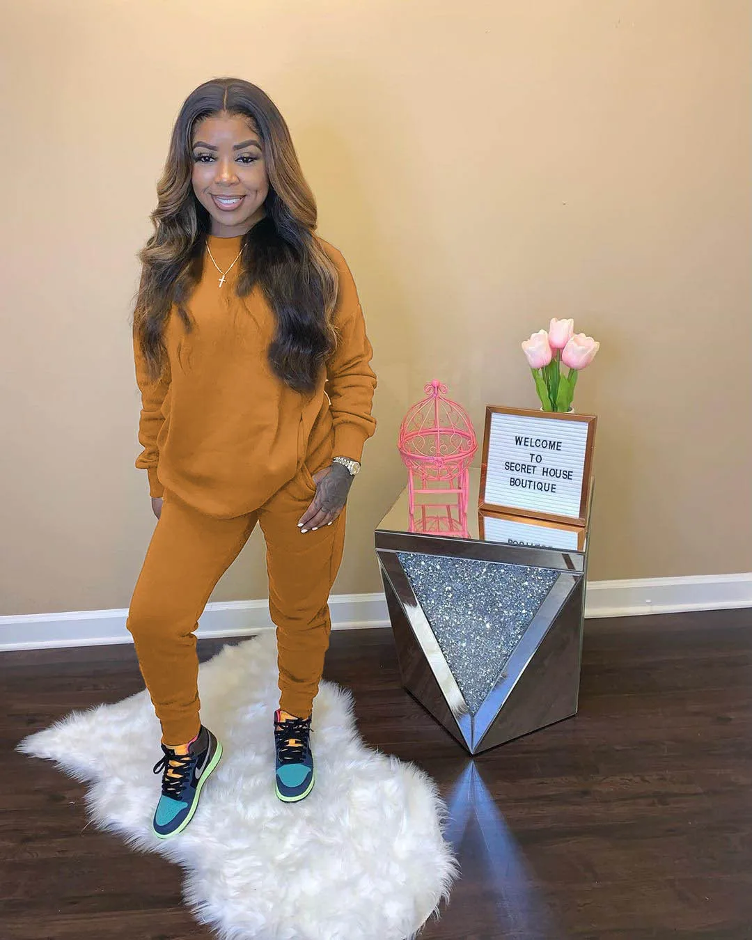 Осенний спортивный Классический женский комплект свитшот брюки джоггеры костюм