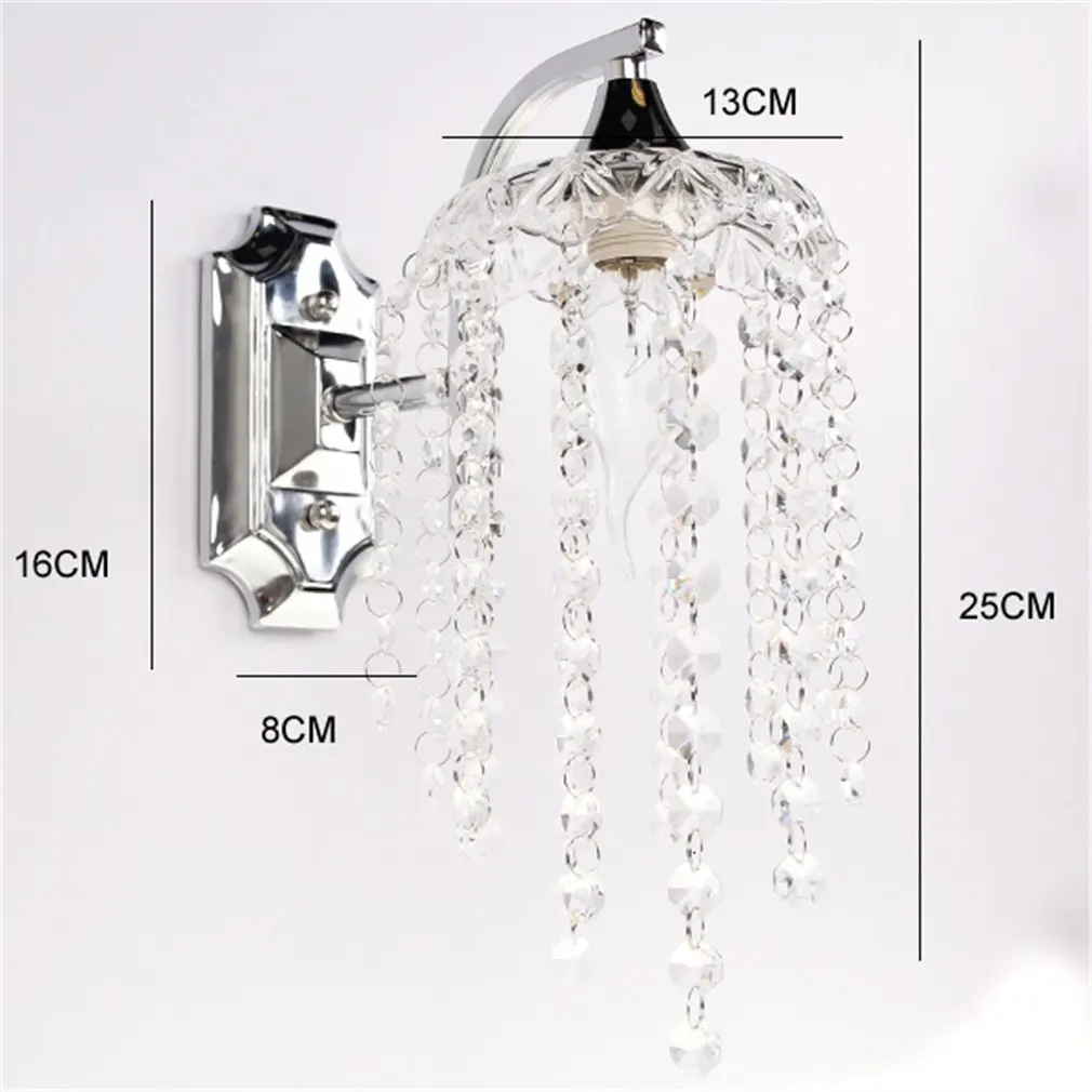 Beautiful Romantic Crystal Droplets Single Wall Light With Switch Indoor Chrome Sconce Lighting | Лампы и освещение