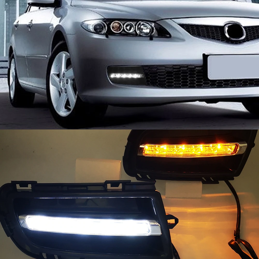 1Pair DRL For Mazda 6 Mazda6 2005 2006 2007 2008 2009 Daytime Running Lights fog lamp cover headlight 12V Daylight