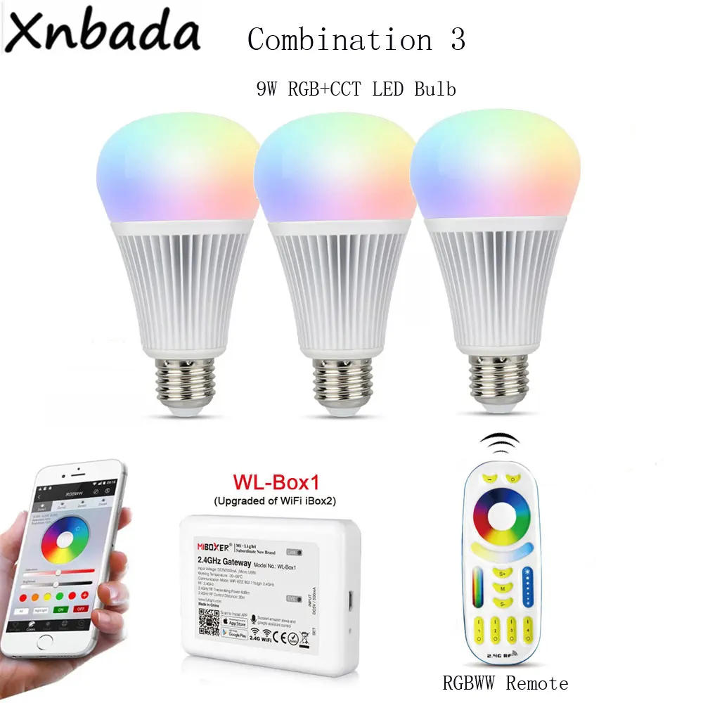 MiBoxer светодиодная грушевидная лампа с E27 9 Вт RGB + CCT 2 4 г RGBWW светодиодный контроллер