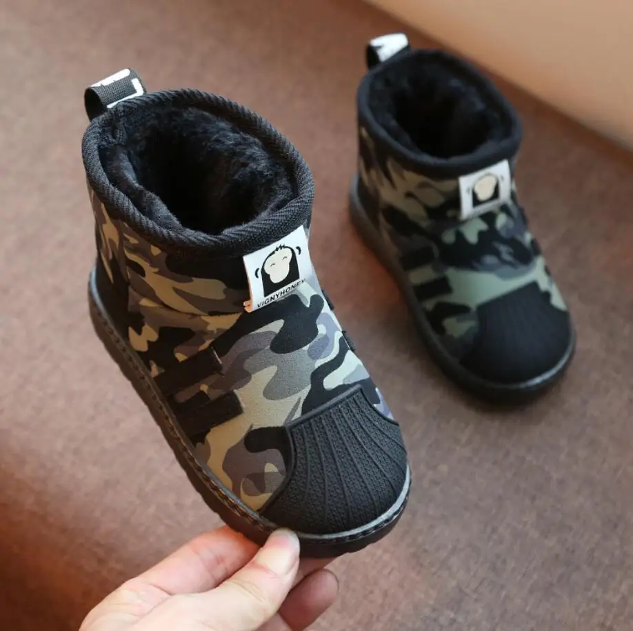 

Camouflage Kids Shoes 2020 Winter Boys Snow Boots Children Fashion Plush Warm Ankle Martin Boots Baby Girls Sport Shoes