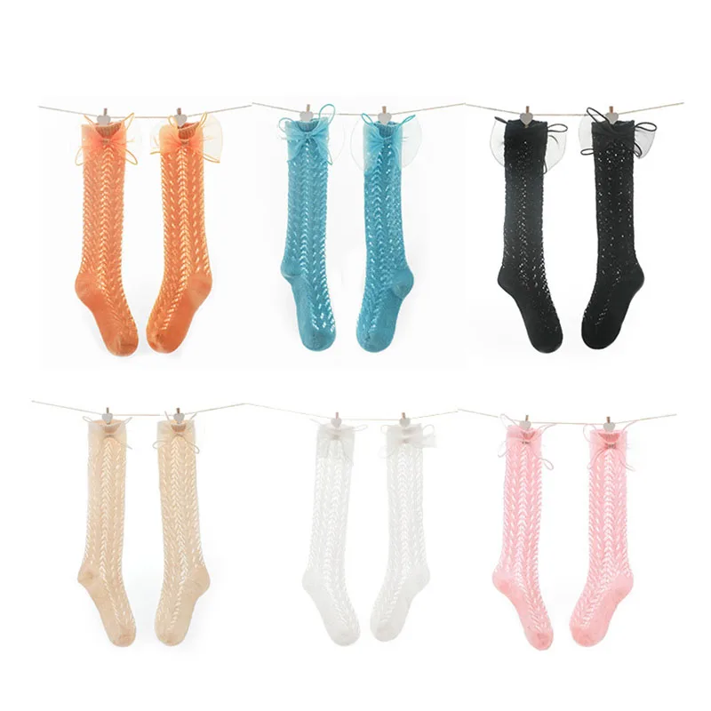 

Soft Cute Kids Knee High Socks Baby Girls Cotton Mesh Breathable Soft Socks Newborn Infant Long Socks Suit For 1-8 Years