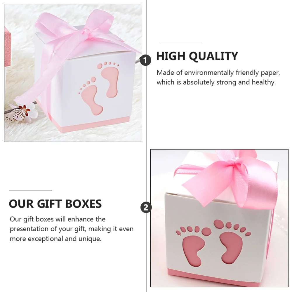 

40pcs Baby Footprints Candy Boxes Gift Boxes Baby Shower Party Favor Boxes