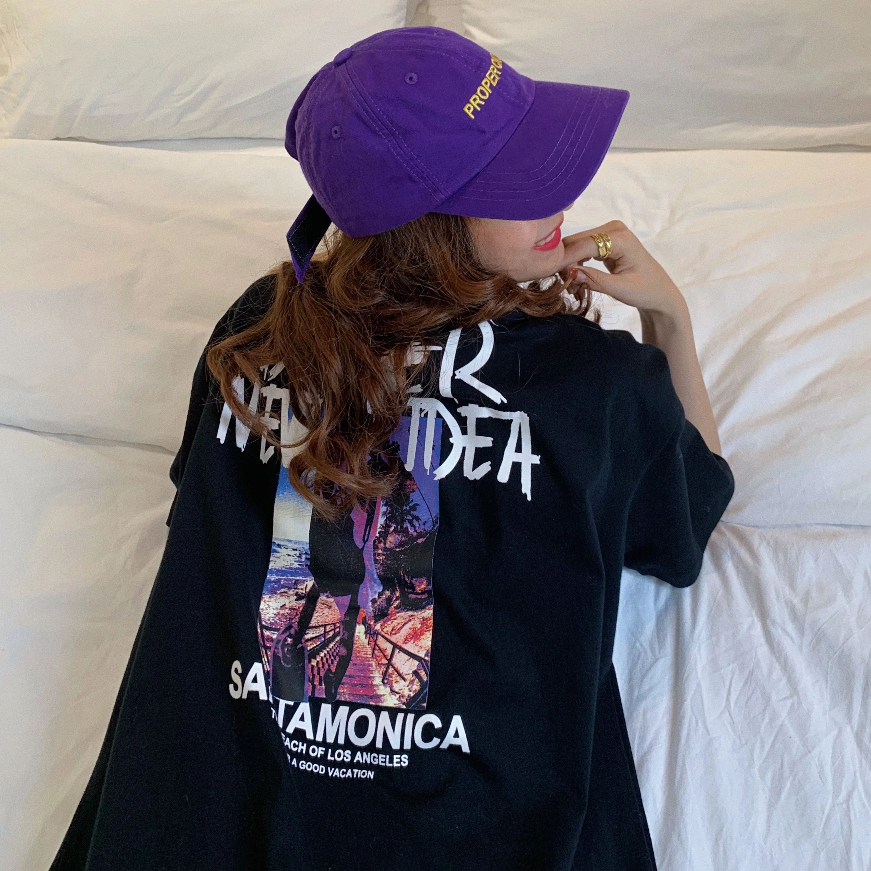 

Casual Character Printed Fashion Loose Oversize Korean Style 2021 Spring New Short Sleeve Women Top Oversized T-shirt