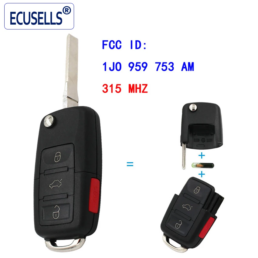 4-кнопочный складной БЕСКЛЮЧЕВОЙ дистанционный ключ 3 + 1 кнопка 315 МГц для VW Beetle /Golf