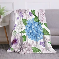 hydrangea flowers throw blanket super soft cozy warm microfiber flannel blanket for bed couch sofa or camping all seasons