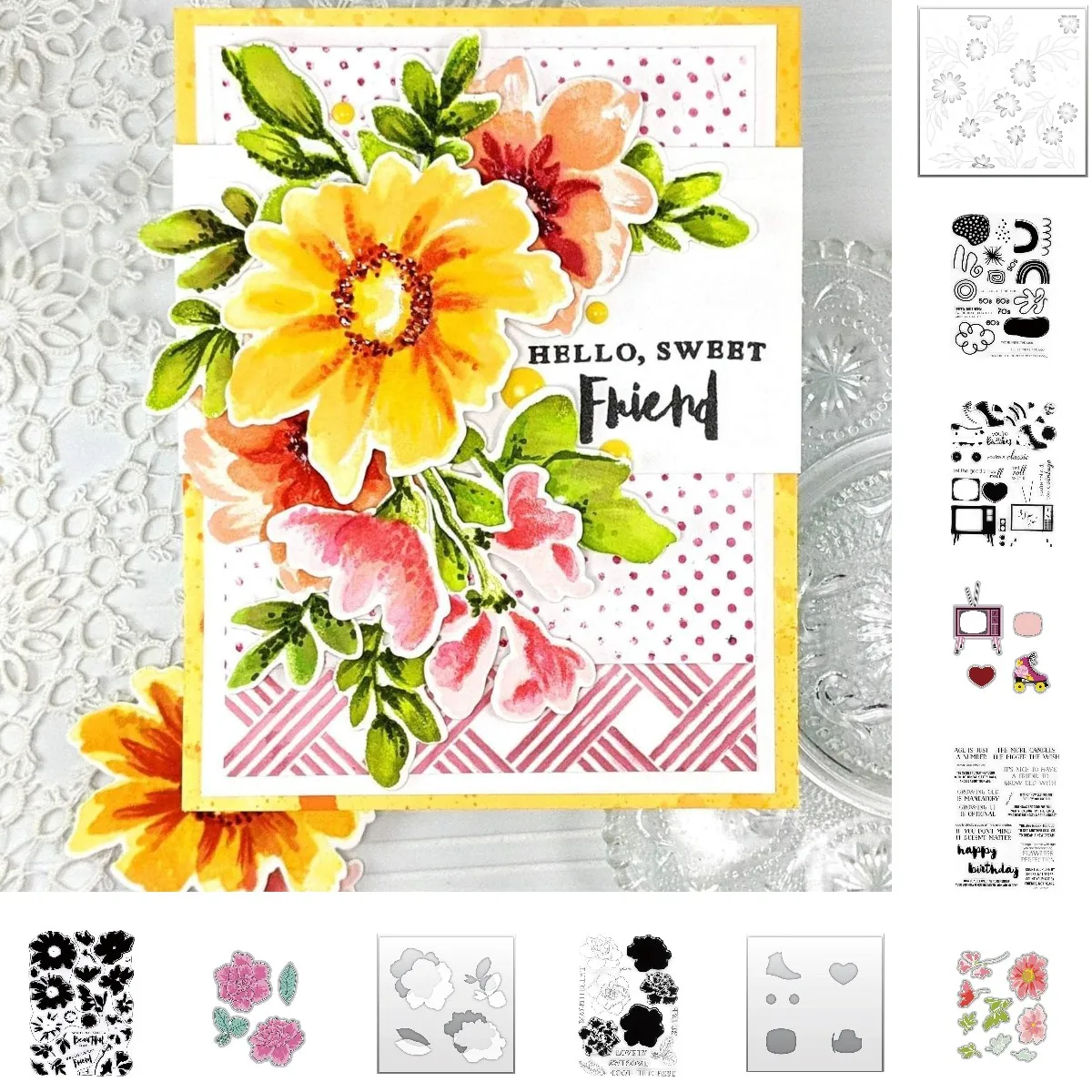 

Flower Rainbow Clouds Metal Cutting Dice And Stamps Stencils For Scrapbooking Stencil Embossing Mold DIY Paper Cards Craft