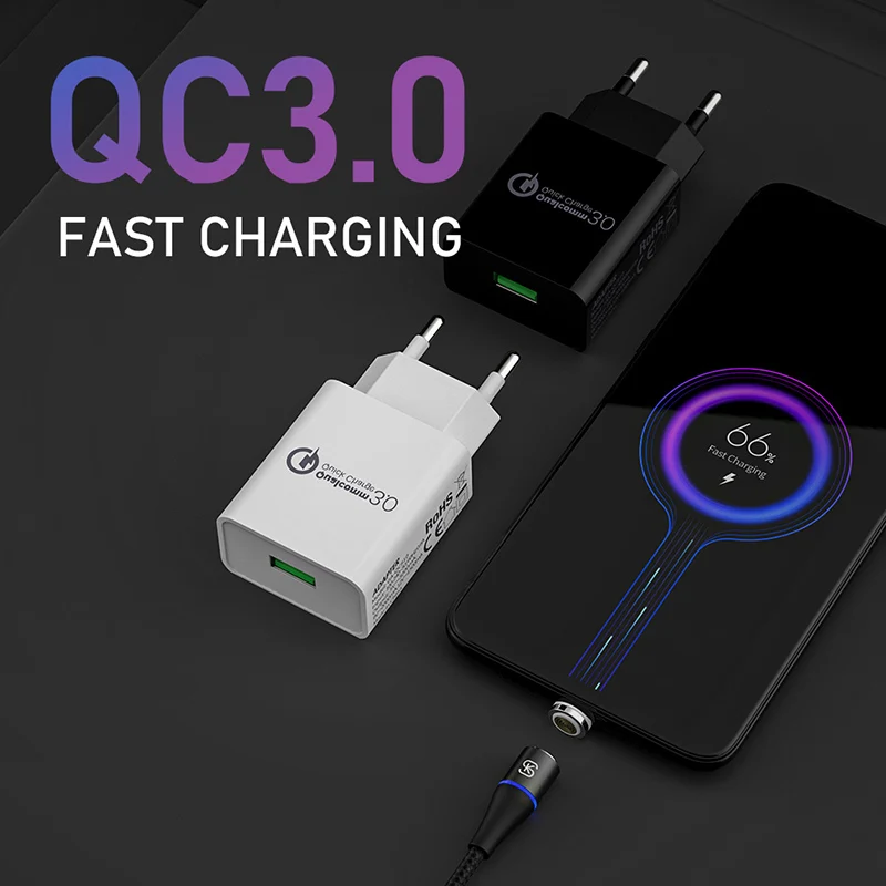 

Android Chargers Adapter Phone for iphone USB type C EU Plug Magnetic fast charging cable SIKAI QC 3.0 9V 2A 12V 1.5A 5V 3A 4.0