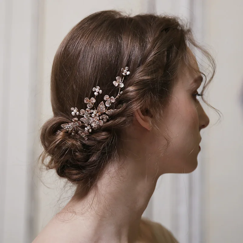 

Свадебная расческа для волос MYFEIVO ручной работы, сплав, лист, цветок, свадебные аксессуары для волос, свадебный головной убор HQ1341