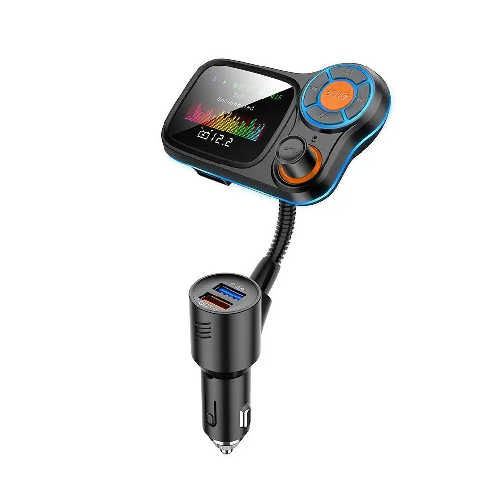 

FM Modulator Transmitter Bluetooth 5.0 FM Radio 2.4A Aux Handsfree Charger Support Car Wireless Audio USB TFCard Car Kit O1C5