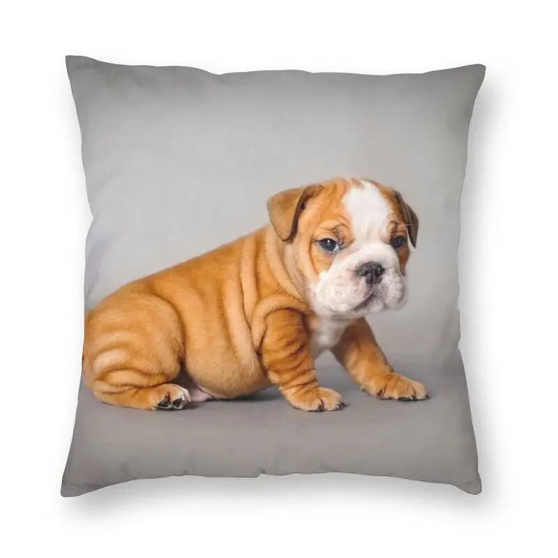 

Модная квадратная декоративная подушка в виде английского бульдога, 3D двухсторонняя наволочка с принтом в виде британской собаки, наволочк...