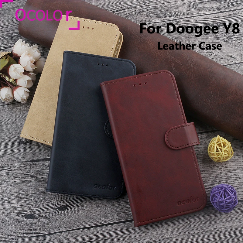 Ocolor Для Doogee Y8 кожаный чехол откидная крышка с наклейкой Кошелек Сумка защитный