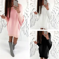 womens autumn pregnancy knit sweater dress fashion round neck straight dress solid color knit dress loose maternity dress