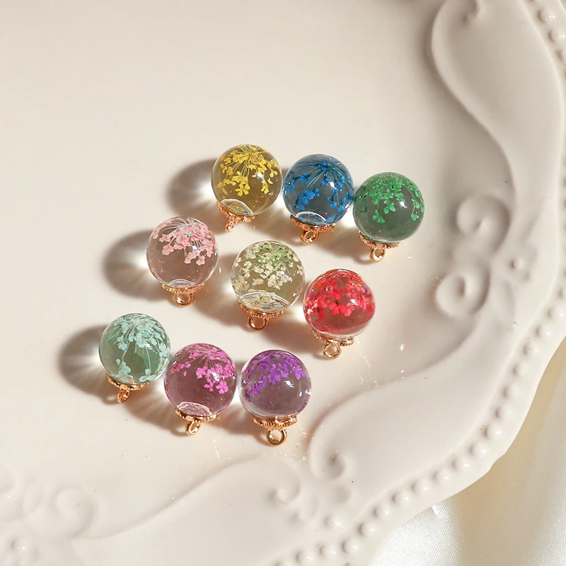 

Прозрачный стеклянный шар в Корейском стиле, сухие цветы, неувядающий цветок, подвеска «сделай сам», серьги ручной работы, материал, ключевы...