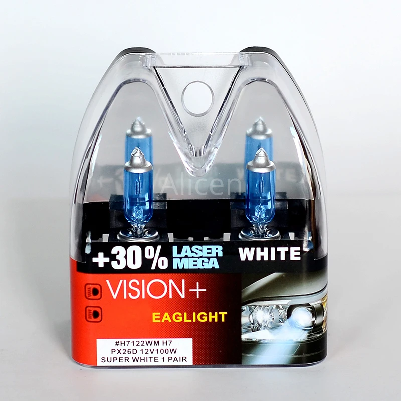 100W 12V Супер-лампы белого цвета H7 Racing Vision + 30% больше яркости автомобильная фара