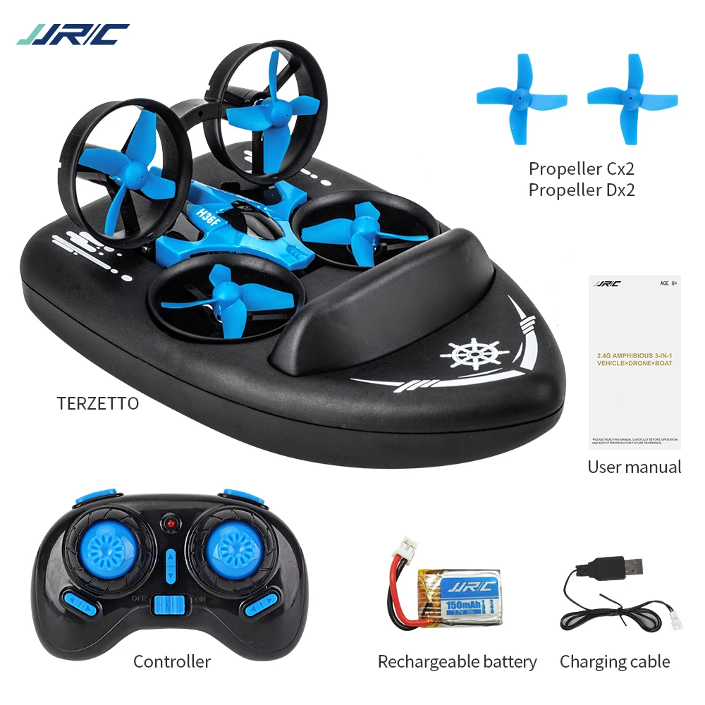 Дрон JJRC H36F TERZETTO 3 в 1 лодка автомобиль водный воздушный режим 3-режимный удержания