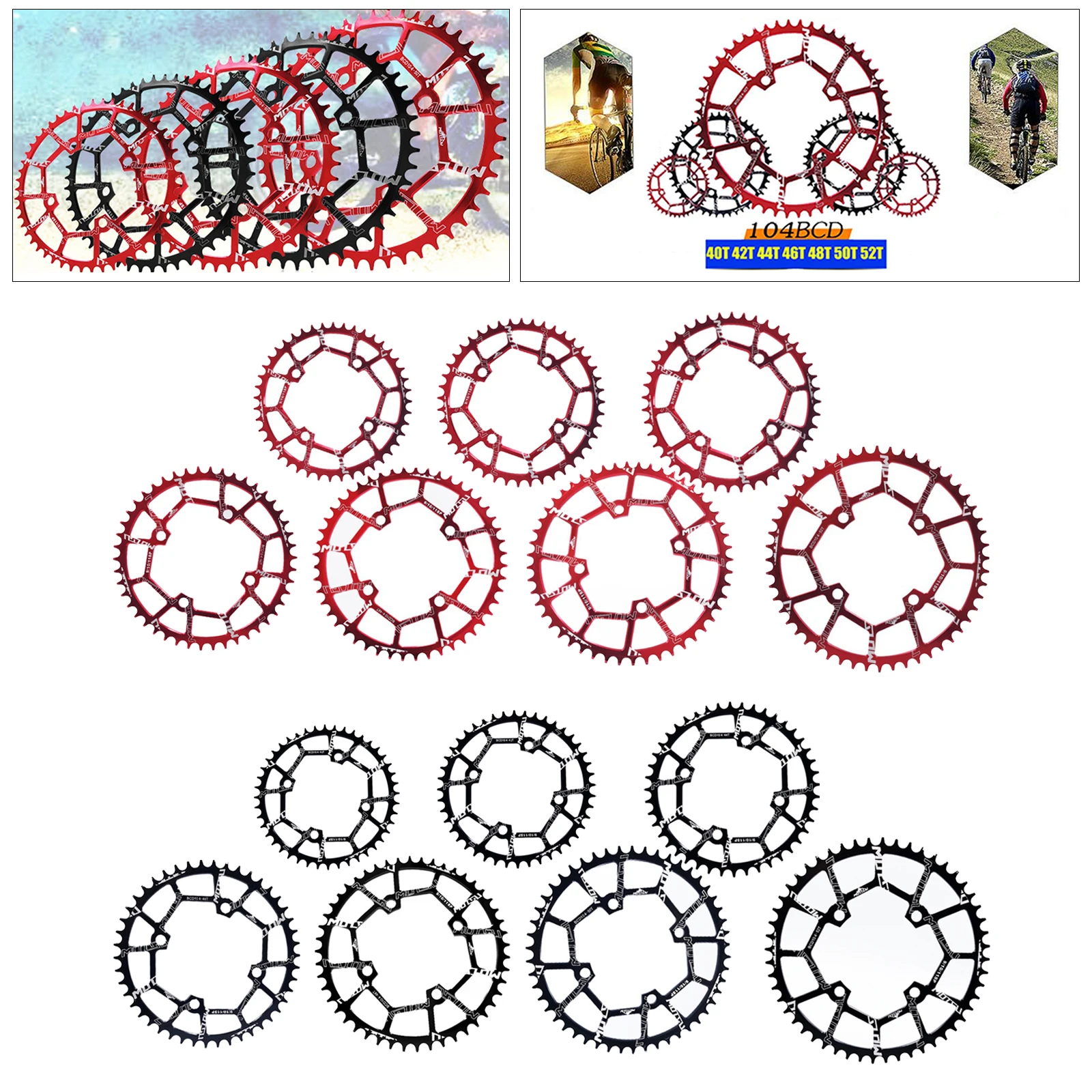 

Bike Chainring 40T~52T 104BCD Chainwheel Bicycle Round Chain Ring Parts
