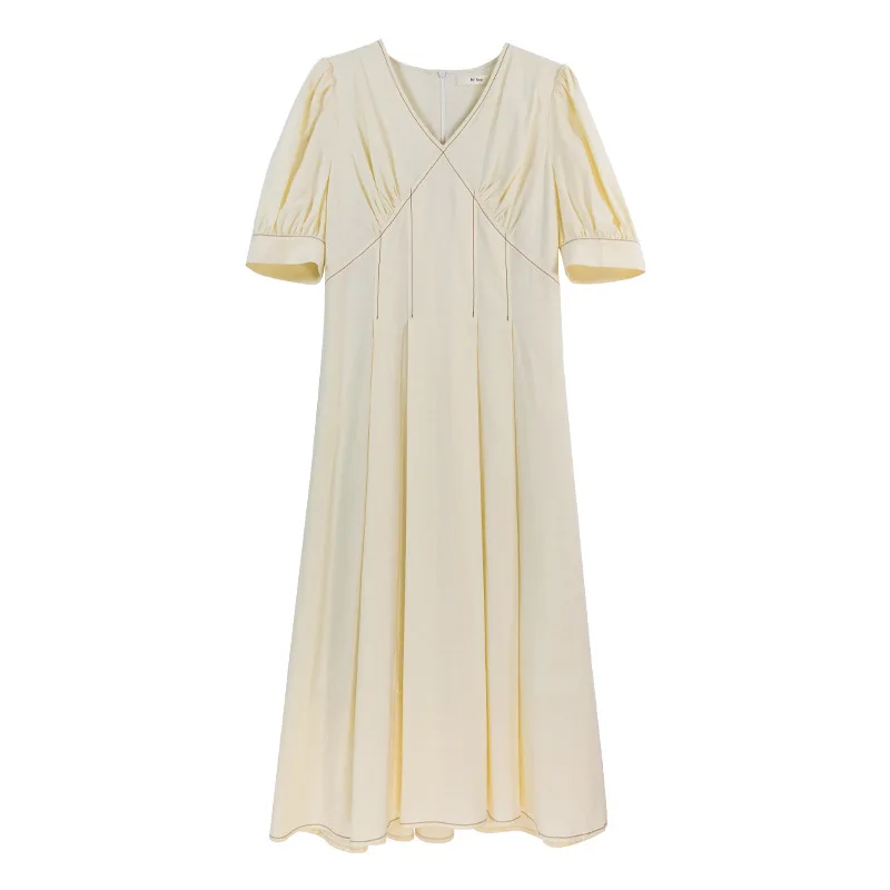 

Mfive French bubble sleeve dress summer 2021 new Korean design feeling waist temperament long skirt