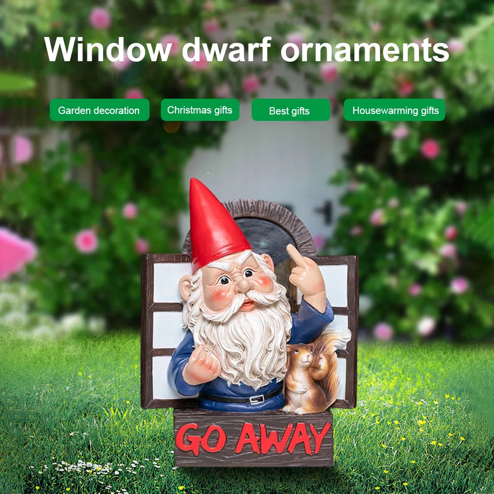 

Naughty Garden Dwarf Statue Garden Decoration Gnome Miniature Annoying Gnome Window Figurines Resin Outdoor Garden Courtyard