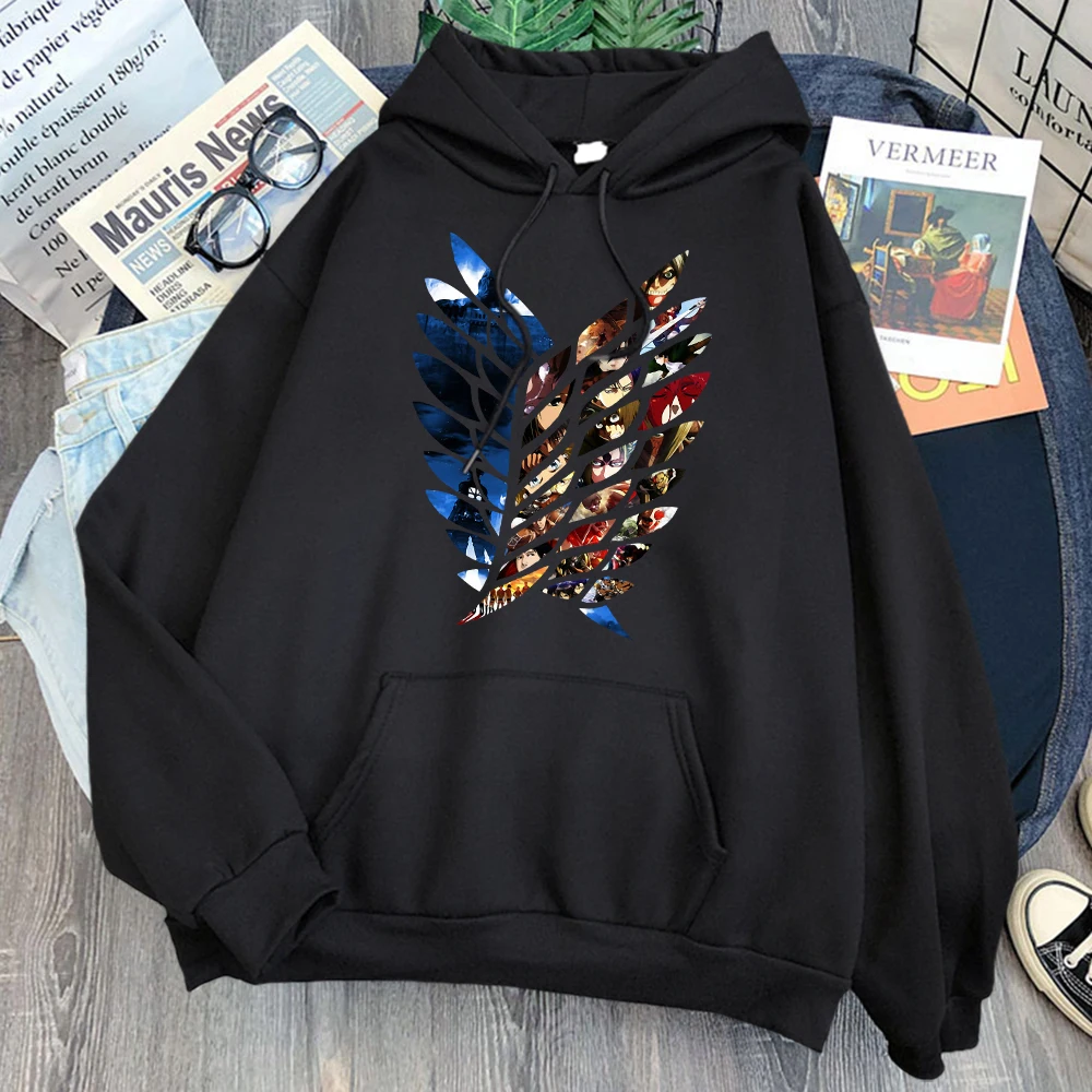 

Attack On Titan Print Man Hoodie Pocket Harajuku Loose Hooded Clothing Woman Man Comfortable Cartoons Hoody Anime Sweatshirts