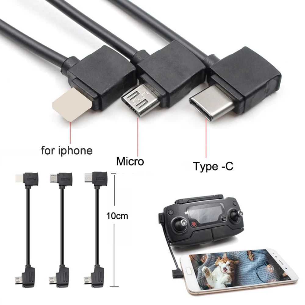 Кабель Micro USB для iPhone Type C OTG кабель передачи данных 10/30 см DJI Mavic 2 pro mavic Spark