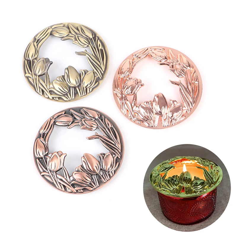 

Hollowed Tulip Patterns Jar Candle Topper Cover Accessories Shade Sleeves