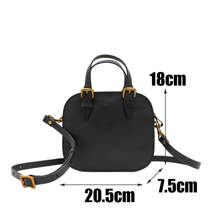 

EUMOAN Hand-made leather one-shoulder bag, women's vegetable tanned leather handbag, retro small square bag