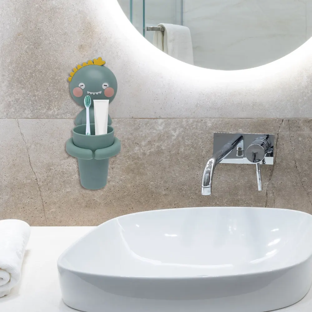 

1Pc Children Gargle Cup with Rack Lovely Wall-mounted Mouthwash Cup Holder