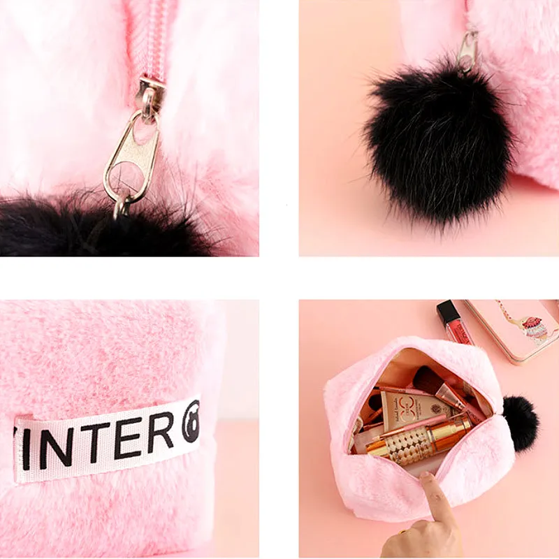 Меховая косметичка Большая вместительная сумка для хранения